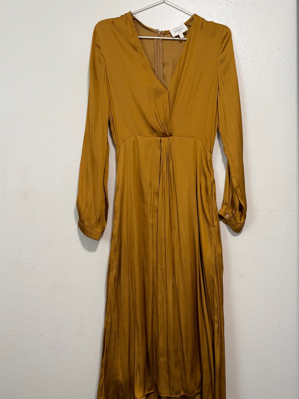 bohme Mustard Long-Sleeve Midi Dress